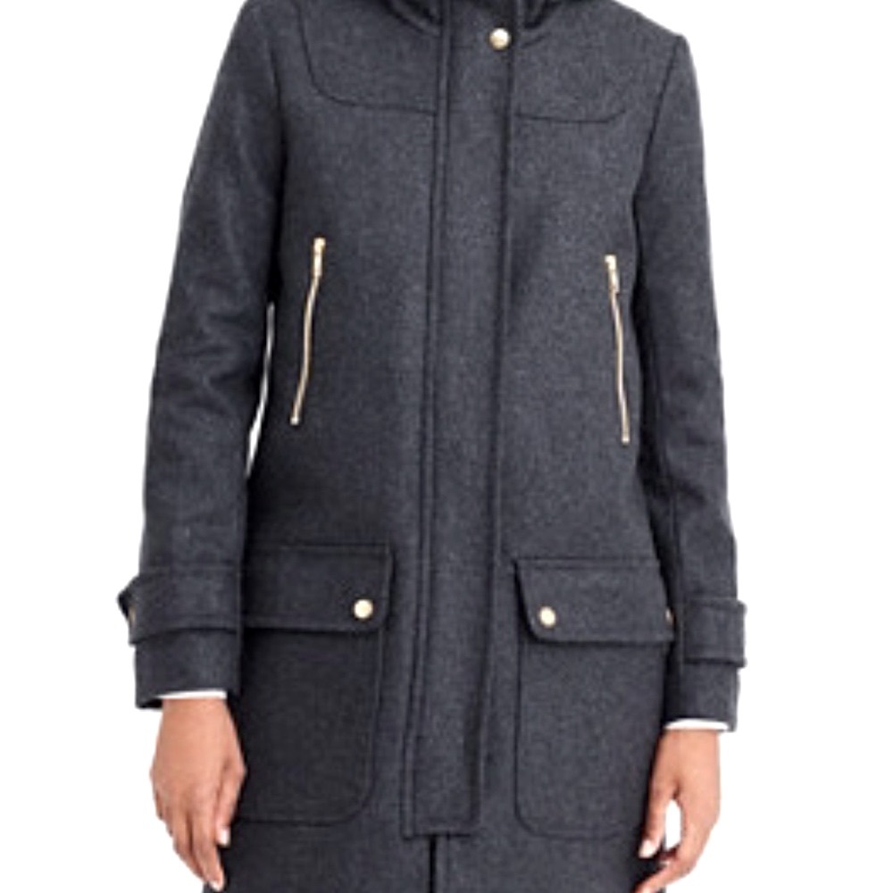 J Crew Melton Italian Wool Duffle Coat